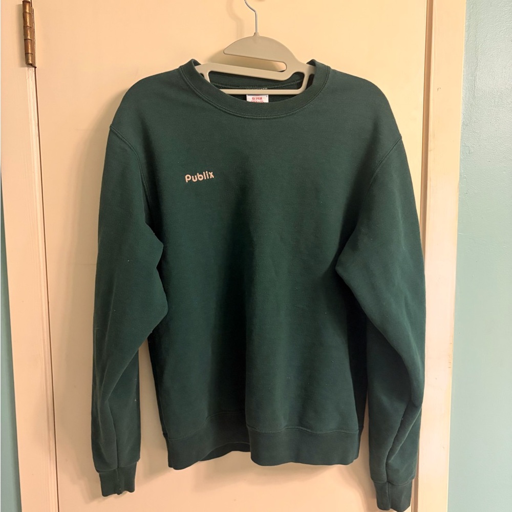 Publix Jerzees Dark Green Crewneck Sweatshirt with Small Logo